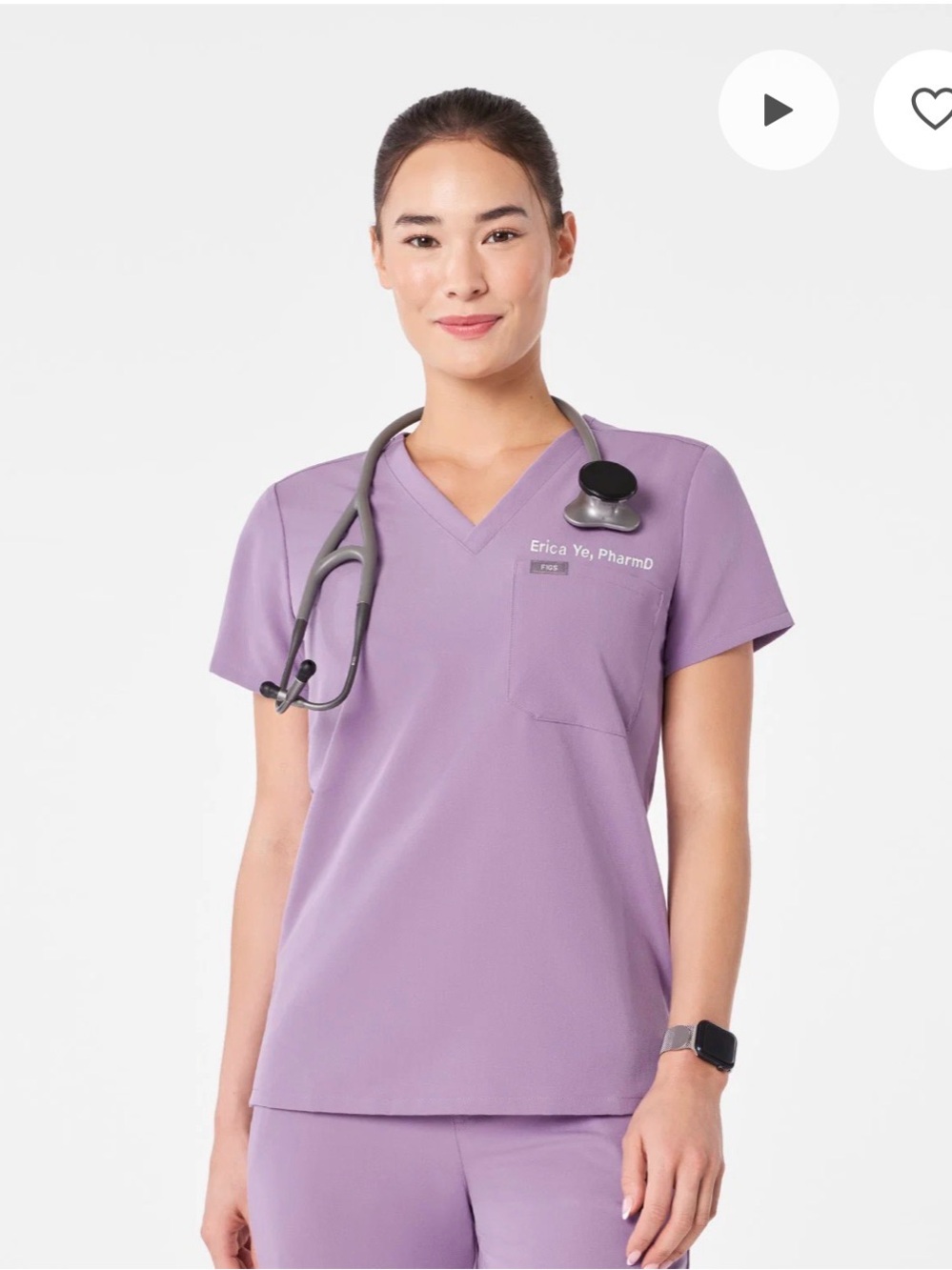 Purple V-Neck Medical Scrub Set